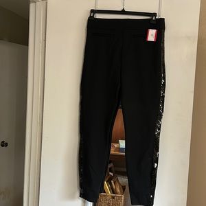 Spanx sz large pull on black pants with sequin stripes
